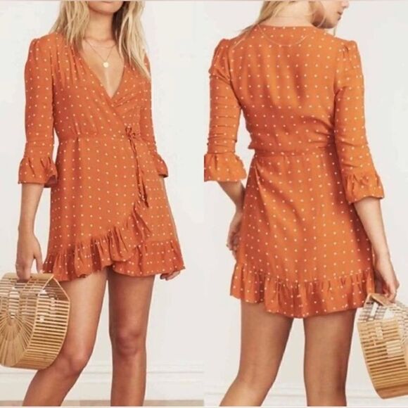 Faithfull the Brand Carmel Wrap Mini Ruffle Dress in Stefano Print 2 NWOT - Picture 1 of 9